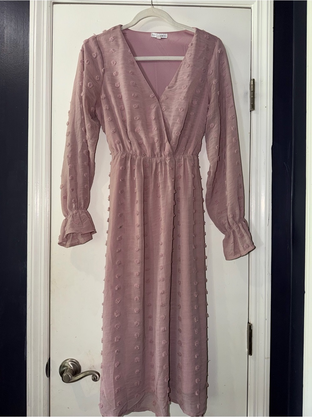 Baltic Born Dusty Rose Textured Midi Dress  V-Neck